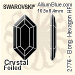 施华洛世奇 Elongated Hexagon 熨底平底石 (2776) 16.5x8.4mm - 透明白色 铝质水银底