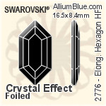 スワロフスキー Elongated Hexagon ラインストーン ホットフィックス (2776) 16.5x8.4mm - クリスタル エフェクト 裏面アルミニウムフォイル