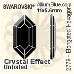 スワロフスキー Elongated Hexagon ラインストーン (2776) 11x5.6mm - クリスタル エフェクト 裏面プラチナフォイル