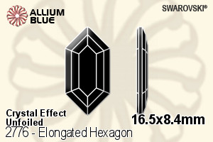 施華洛世奇 Elongated Hexagon 平底石 (2776) 16.5x8.4mm - 白色（半塗層） 無水銀底