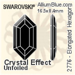 Swarovski Elongated Hexagon Flat Back No-Hotfix (2776) 16.5x8.4mm - Crystal Effect With Platinum Foiling