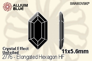 スワロフスキー Elongated Hexagon ラインストーン ホットフィックス (2776) 11x5.6mm - クリスタル エフェクト 裏面にホイル無し - ウインドウを閉じる