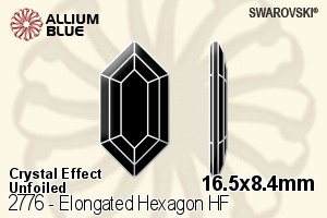 施華洛世奇 Elongated Hexagon 熨底平底石 (2776) 16.5x8.4mm - 白色（半塗層） 無水銀底 - 關閉視窗 >> 可點擊圖片