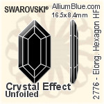 Swarovski Elongated Hexagon Flat Back Hotfix (2776) 11x5.6mm - Clear Crystal With Aluminum Foiling