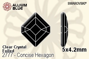 スワロフスキー Concise Hexagon ラインストーン (2777) 5x4.2mm - クリスタル 裏面プラチナフォイル - ウインドウを閉じる
