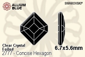 Swarovski Concise Hexagon Flat Back No-Hotfix (2777) 6.7x5.6mm - Clear Crystal With Platinum Foiling - Haga Click en la Imagen para Cerrar