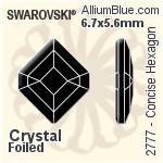 施华洛世奇 Concise Hexagon 平底石 (2777) 5x4.2mm - 白色（半涂层） 白金水银底