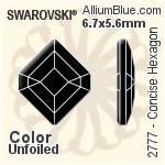 施华洛世奇 Concise Hexagon 平底石 (2777) 6.7x5.6mm - 颜色 白金水银底
