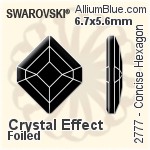 スワロフスキー Concise Hexagon ラインストーン (2777) 6.7x5.6mm - クリスタル エフェクト 裏面プラチナフォイル