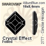 スワロフスキー Concise Hexagon ラインストーン (2777) 10x8.4mm - クリスタル エフェクト 裏面プラチナフォイル