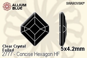 Swarovski Concise Hexagon Flat Back Hotfix (2777) 5x4.2mm - Clear Crystal With Aluminum Foiling
