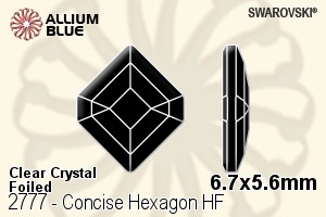 施华洛世奇 Concise Hexagon 熨底平底石 (2777) 6.7x5.6mm - 透明白色 铝质水银底