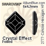 スワロフスキー Concise Hexagon ラインストーン ホットフィックス (2777) 5x4.2mm - クリスタル エフェクト 裏面アルミニウムフォイル
