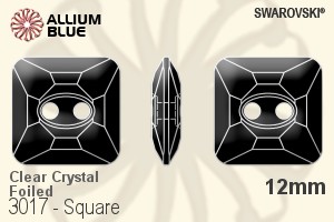 施华洛世奇 Square 钮扣 (3017) 12mm - Clear Crystal With Aluminum Foiling