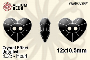 Swarovski Heart Button (3023) 12x10.5mm - Crystal Effect Unfoiled