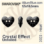 Swarovski Heart Button (3023) 14x12mm - Clear Crystal Unfoiled