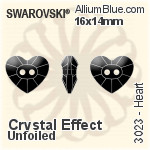 Swarovski Heart Button (3023) 16x14mm - Clear Crystal Unfoiled