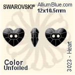 Swarovski Heart Button (3023) 16x14mm - Clear Crystal Unfoiled