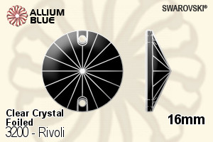 Swarovski Rivoli Sew-on Stone (3200) 16mm - Clear Crystal With Platinum Foiling - Click Image to Close