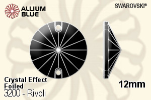 Swarovski Rivoli Sew-on Stone (3200) 12mm - Crystal Effect With Platinum Foiling - Click Image to Close