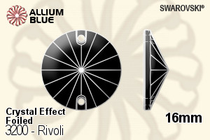 Swarovski Rivoli Sew-on Stone (3200) 16mm - Crystal Effect With Platinum Foiling - Click Image to Close