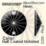 Swarovski Rivoli Sew-on Stone (3200) 14mm - Color (Half Coated) With Platinum Foiling