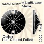 Swarovski Rivoli Sew-on Stone (3200) 14mm - Crystal Effect With Platinum Foiling