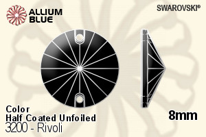 Swarovski Rivoli Sew-on Stone (3200) 8mm - Color (Half Coated) Unfoiled