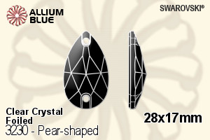 スワロフスキー Pear-shaped ソーオンストーン (3230) 28x17mm - クリスタル 裏面プラチナフォイル - ウインドウを閉じる