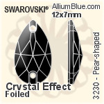スワロフスキー Pear-shaped ソーオンストーン (3230) 18x10.5mm - クリスタル エフェクト 裏面プラチナフォイル