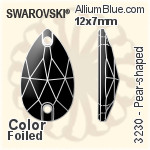 スワロフスキー Pear-shaped ソーオンストーン (3230) 12x7mm - カラー 裏面プラチナフォイル