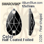 施華洛世奇 梨形 手縫石 (3230) 12x7mm - 顏色（半塗層） 白金水銀底