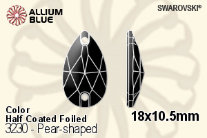 Swarovski Pear-shaped Sew-on Stone (3230) 18x10.5mm - Color (Half Coated) With Platinum Foiling