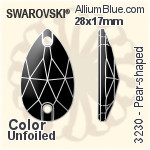 スワロフスキー Pear-shaped ソーオンストーン (3230) 18x10.5mm - クリスタル エフェクト 裏面にホイル無し