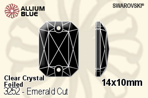 Swarovski Emerald Cut Sew-on Stone (3252) 14x10mm - Clear Crystal With Platinum Foiling - Click Image to Close