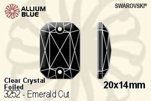 施華洛世奇 Emerald 切工 手縫石 (3252) 20x14mm - 透明白色 白金水銀底