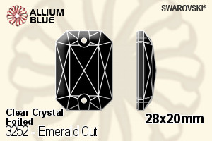 施華洛世奇 Emerald 切工 手縫石 (3252) 28x20mm - 透明白色 白金水銀底 - 關閉視窗 >> 可點擊圖片