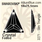 施華洛世奇 Slim Triangle 手縫石 (3271) 18x21.1mm - 透明白色 白金水銀底