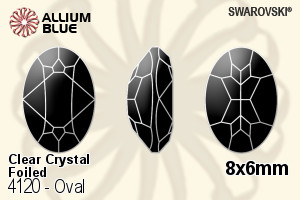 Swarovski Oval Fancy Stone (4120) 8x6mm - Clear Crystal With Platinum Foiling - Click Image to Close