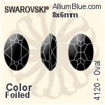 スワロフスキー Oval ファンシーストーン (4120) 8x6mm - カラー 裏面プラチナフォイル