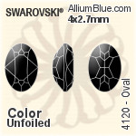 施華洛世奇 橢圓形 花式石 (4120) 4x2.7mm - 顏色 無水銀底