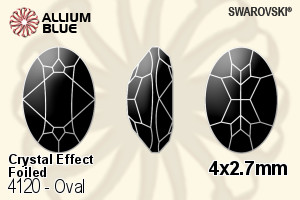 Swarovski Oval Fancy Stone (4120) 4x2.7mm - Crystal Effect With Platinum Foiling - Haga Click en la Imagen para Cerrar