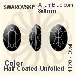 スワロフスキー Oval ファンシーストーン (4120) 8x6mm - カラー（ハーフ　コーティング） 裏面にホイル無し
