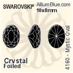 スワロフスキー Mystic Oval ファンシーストーン (4160) 10x8mm - クリスタル 裏面プラチナフォイル