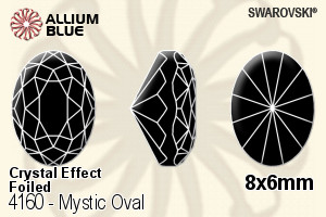 施華洛世奇 Mystic 橢圓形 花式石 (4160) 8x6mm - 白色（半塗層） 白金水銀底 - 關閉視窗 >> 可點擊圖片