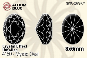 施華洛世奇 Mystic 橢圓形 花式石 (4160) 8x6mm - 白色（半塗層） 無水銀底