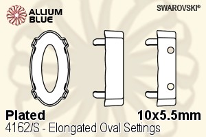 Swarovski Elongated Oval Settings (4162/S) 10x5.5mm - Plated - Haga Click en la Imagen para Cerrar