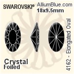 施華洛世奇 Elongated 橢圓形 花式石 (4162) 18x9.5mm - 透明白色 白金水銀底