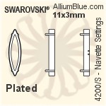 スワロフスキー Navetteファンシーストーン石座 (4200/S) 35x9.5mm - メッキ