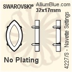施華洛世奇 馬眼形 花式石 (4227) 32x17mm - 透明白色 白金水銀底